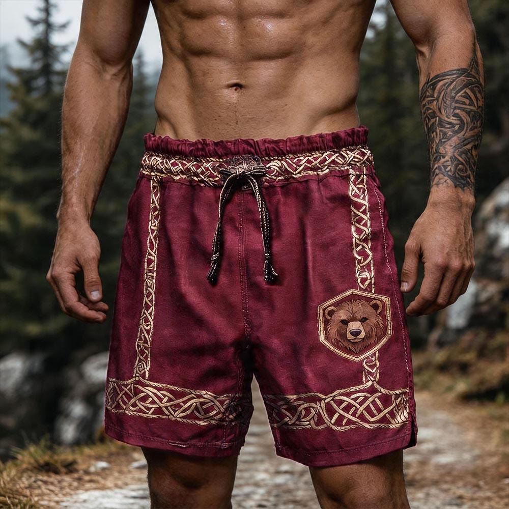 WorldNorse Strength Bear Keltischer Knoten Leinen- Shorts - US/UK/AU50, EU60 (5XL) - image 0
