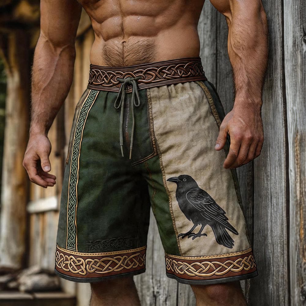 WorldNorse Odin Raven Leinen- Shorts mit keltischem Besatz - US/UK/AU50, EU60 (5XL) - image 0