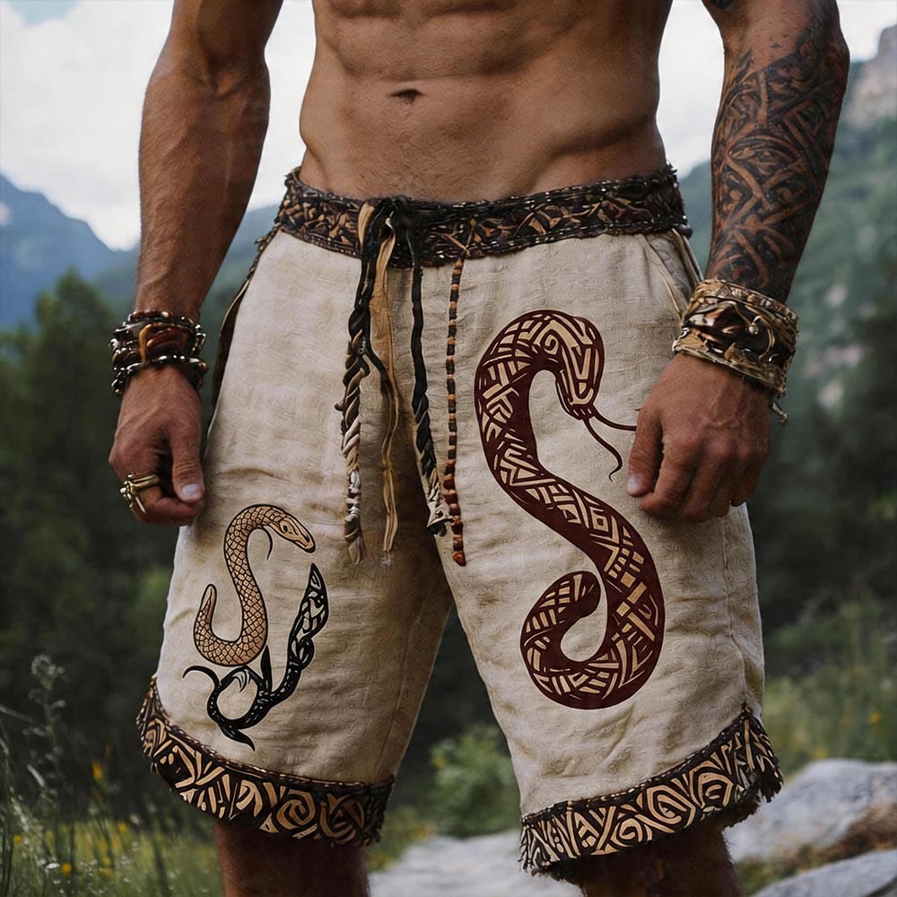 WorldNorse Jormungandr Leinen- Shorts mit Keltischer Knoten - US/UK/AU50, EU60 (5XL) - image 0