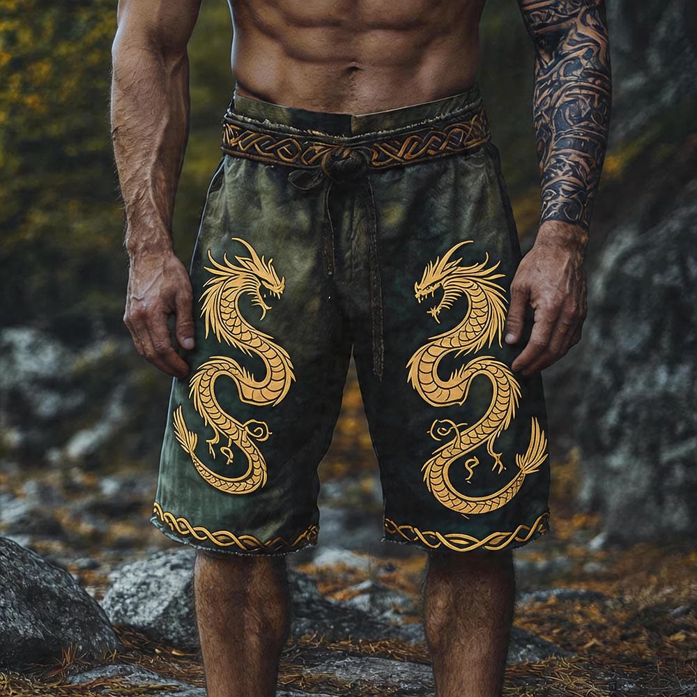 WorldNorse Leinen Shorts mit Keltischer Knoten Nordischer Drache und keltischem Knotenbesatz - US/UK/AU50, EU60 (5XL) - image 0