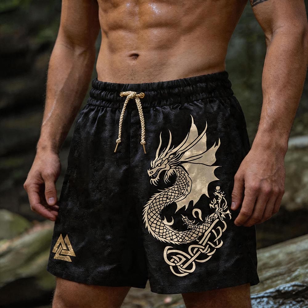 WorldNorse Nordischer Drache Valknut Shorts - US/UK/AU50, EU60 (5XL) - image 0