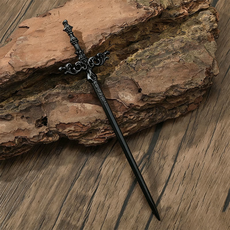 WorldNorse Floral Carved Sword Hairpin - Schwarz - image 4