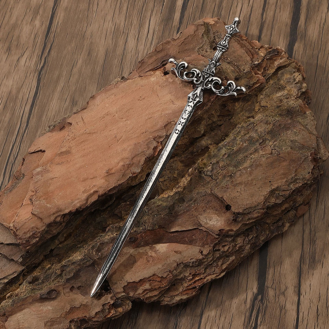 WorldNorse Floral Carved Sword Hairpin - Silber - image 0