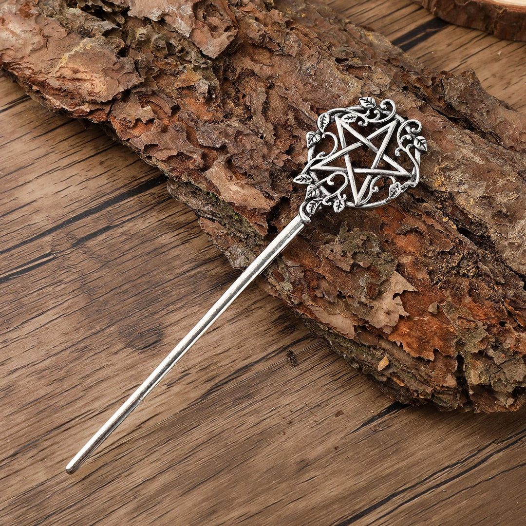 WorldNorse Floral Pentagram Vine Hairpin - Pentagramm - image 0