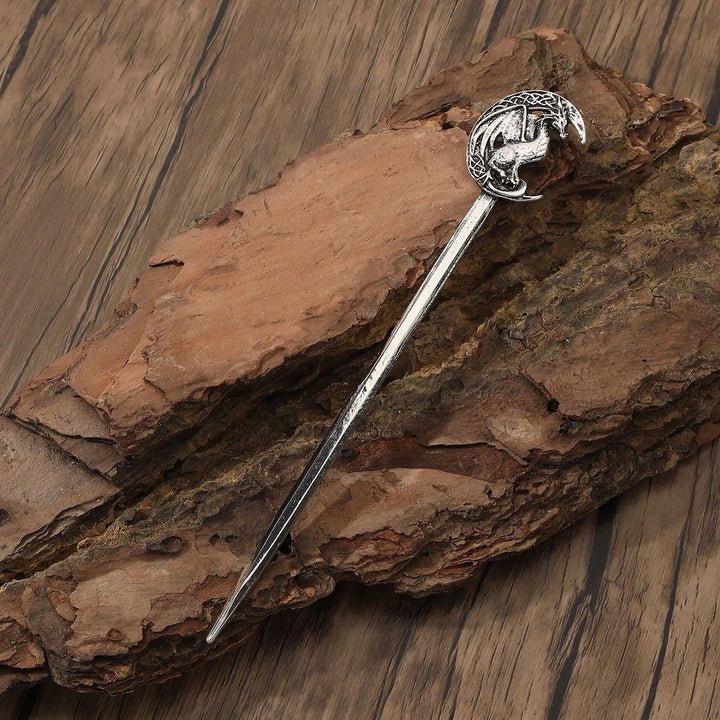 WorldNorse Vintage Celtic Moon Dragon Hairpin - Nordischer Drache - image 0