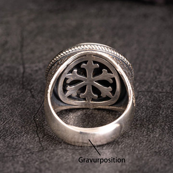 WorldNorse Ring aus handgefertigtem 925er Silber mit Vegvisir Totenkopf-Intarsien - 70mm - JA, BITTE - image 7