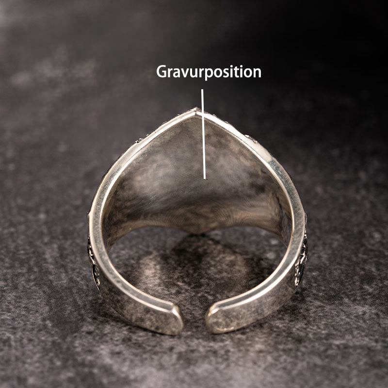 WorldNorse Ring aus handgefertigtem 925er Silber mit gotischem Totenkopf und Gravur - US 11-US 12 - JA, BITTE - image 4