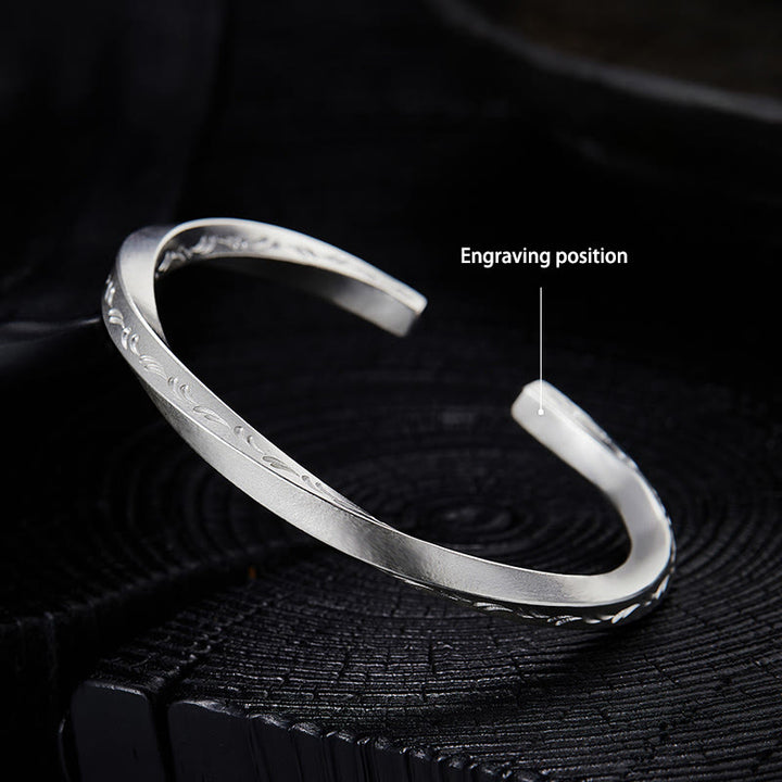 WorldNorse Handgefertigtes 999 Silber Graviertes Wellenarmband - Helles Silber - Innenumfang 18 cm - JA, BITTE - image 7