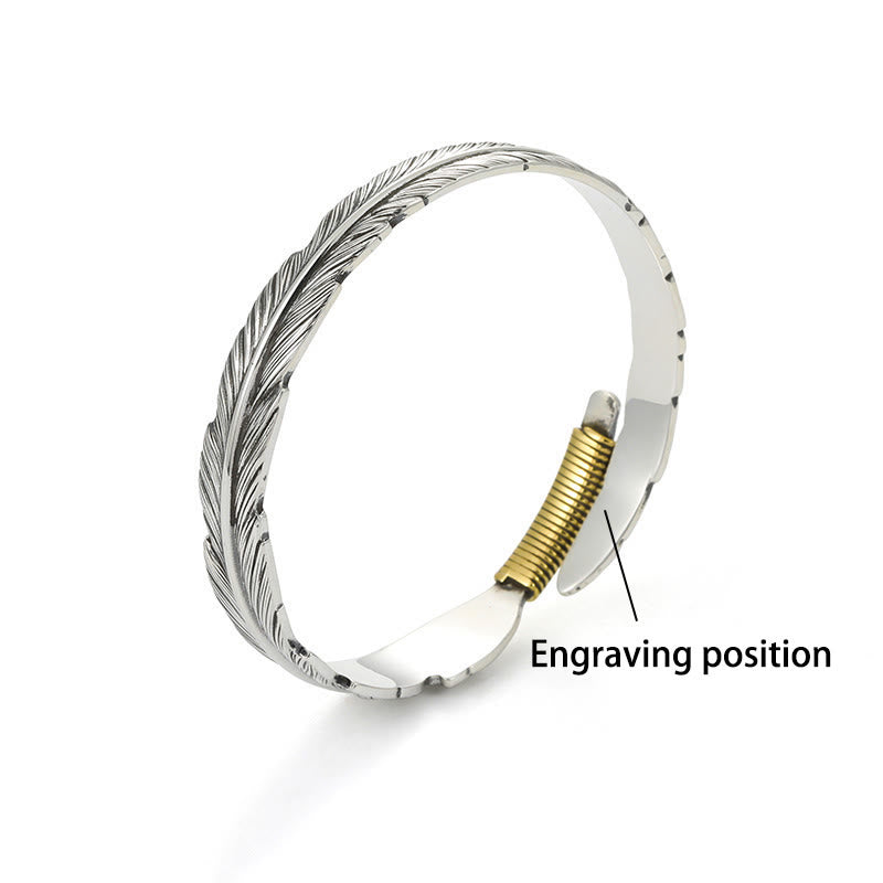 WorldNorse Handgefertigtes Armband aus 999er Silber mit gefiederter Goldwicklung und strukturierter Oberfläche - Innenumfang 16-18 cm - JA, BITTE - image 4