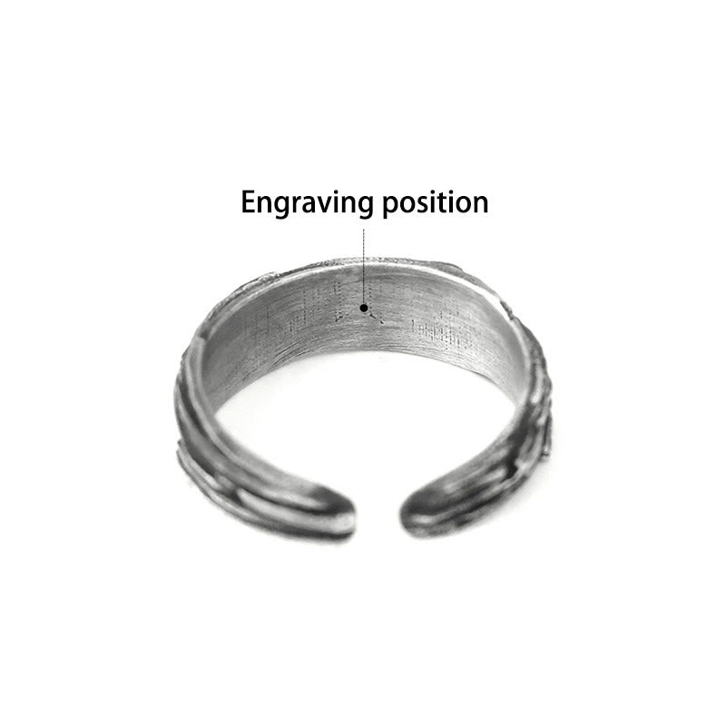 WorldNorse Handgefertigter Ring aus 999er Silber mit Holzstruktur - Large (US 7-US 10) - YES PLEASE - image 5