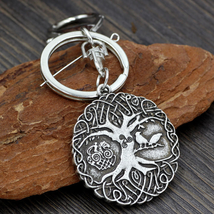 WorldNorse Vintage Keltischer Knoten Yggdrasil Raven -Schlüsselanhänger - image 1