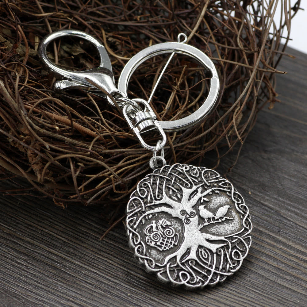 WorldNorse Vintage Keltischer Knoten Yggdrasil Raven -Schlüsselanhänger - Yggdrasil - image 0