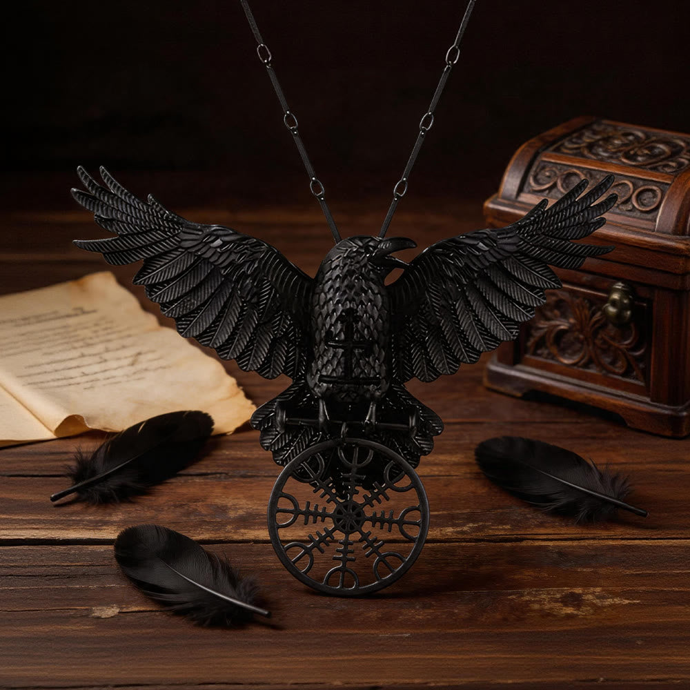 WorldNorse Wikinger Raven Odin Krähe Vegvisir Kompass Anhänger Schlüsselanhänger / Halskette - image 5