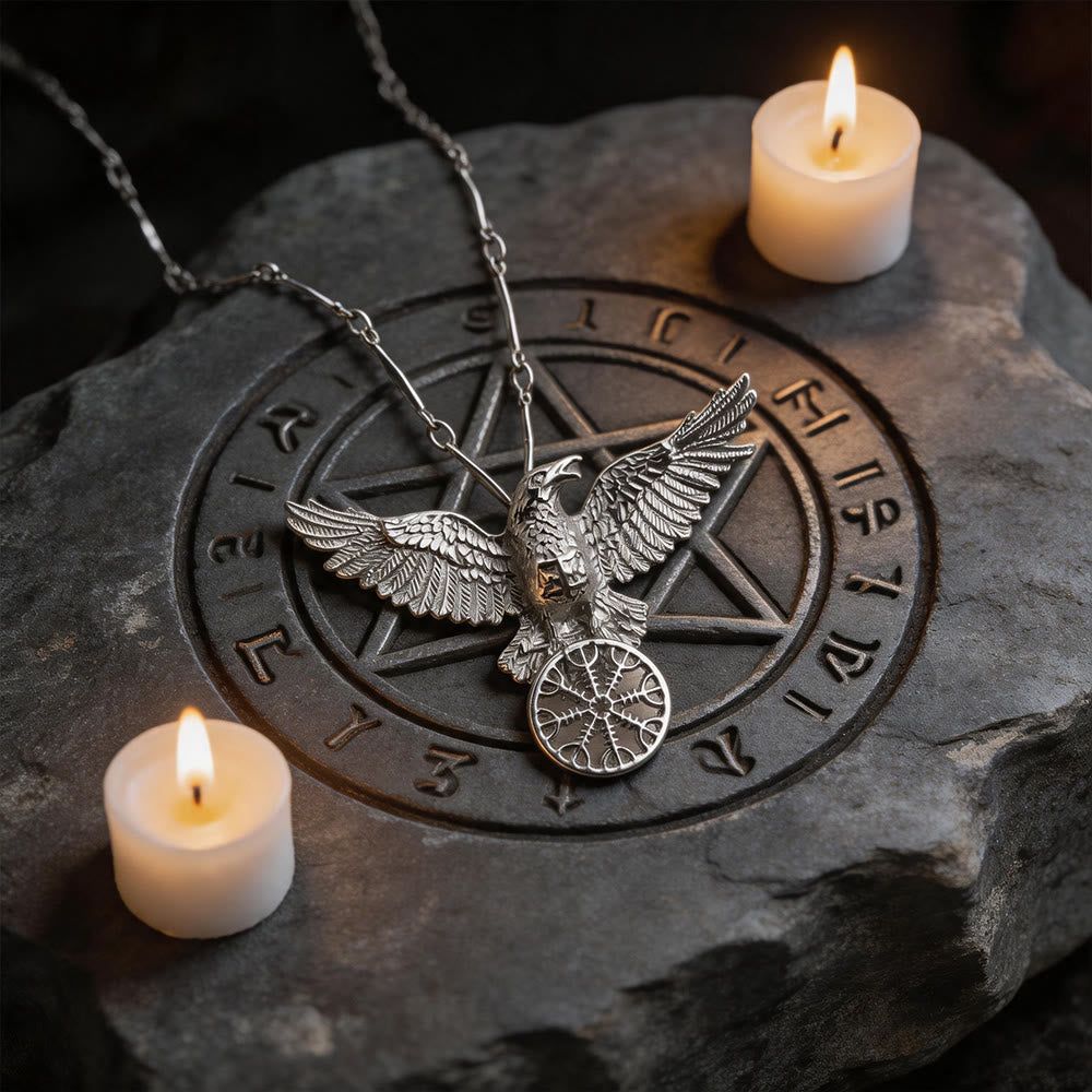 WorldNorse Wikinger Raven Odin Krähe Vegvisir Kompass Anhänger Schlüsselanhänger / Halskette - image 10