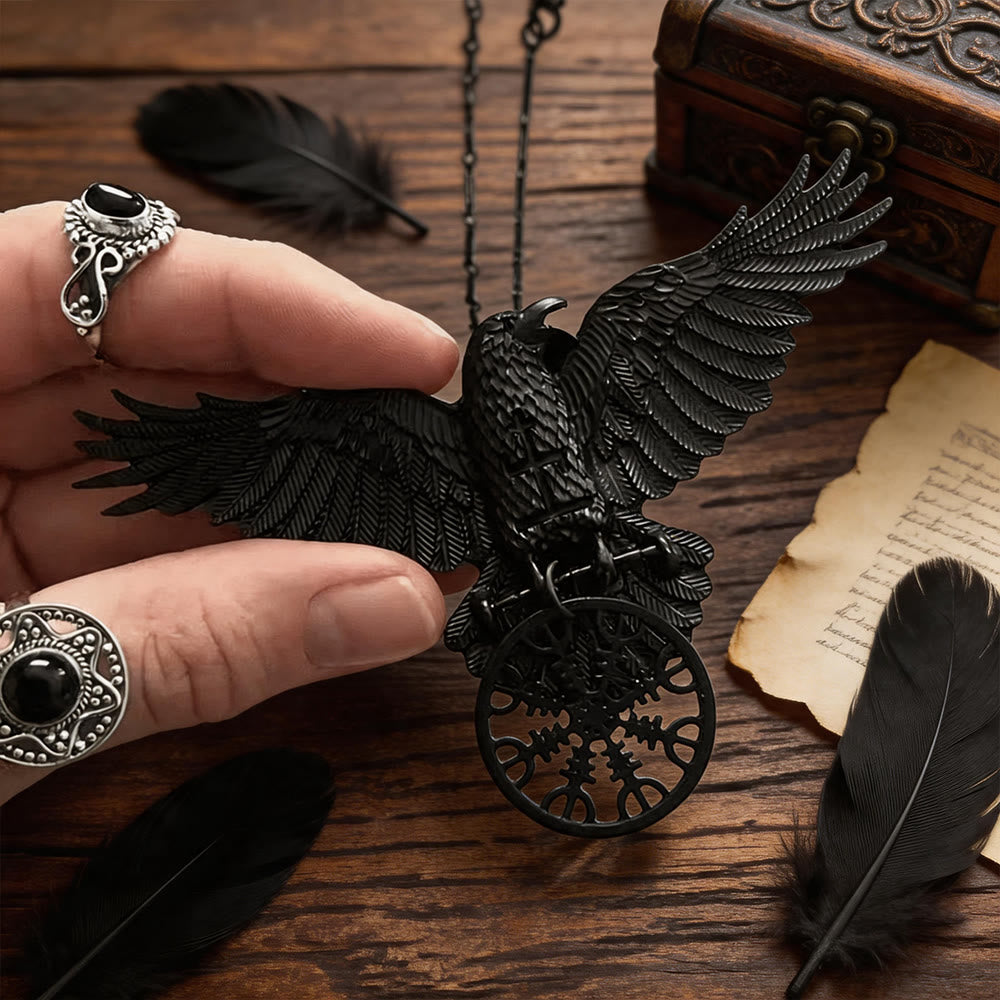 WorldNorse Wikinger Raven Odin Krähe Vegvisir Kompass Anhänger Schlüsselanhänger / Halskette - image 6