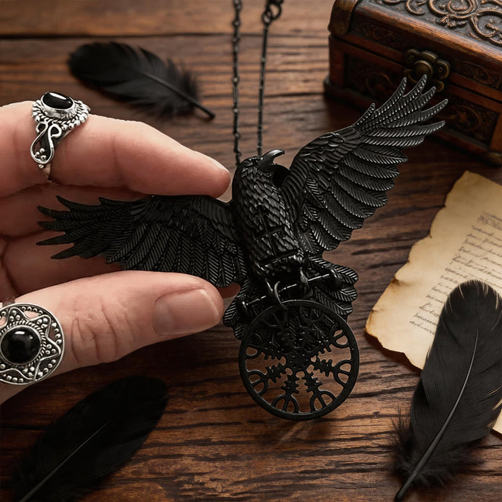 WorldNorse Wikinger Raven Odin Krähe Vegvisir Kompass Anhänger Schlüsselanhänger / Halskette - image 6