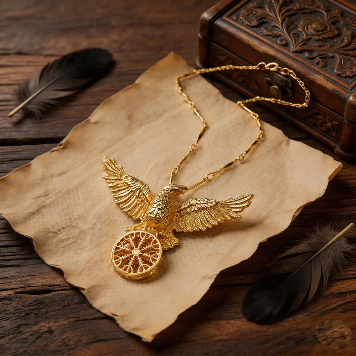 WorldNorse Wikinger Raven Odin Krähe Vegvisir Kompass Anhänger Schlüsselanhänger / Halskette - image 12