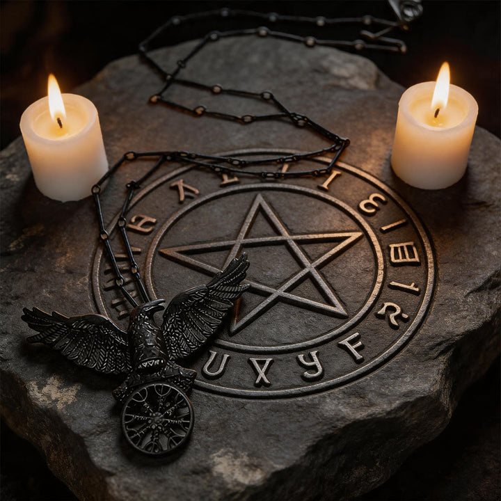 WorldNorse Wikinger Raven Odin Krähe Vegvisir Kompass Anhänger Schlüsselanhänger / Halskette - image 8