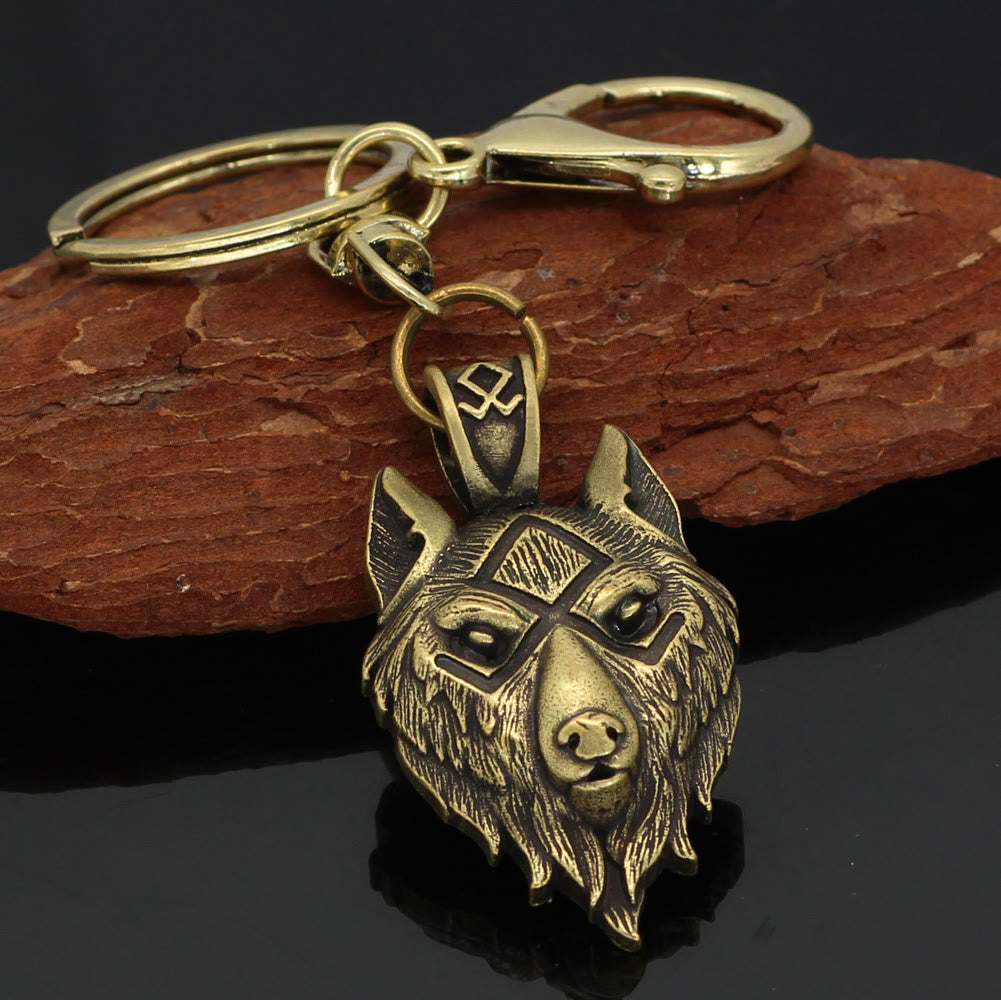 WorldNorse Wikinger- Rune Wolf -Schlüsselanhänger - Bronze - image 2