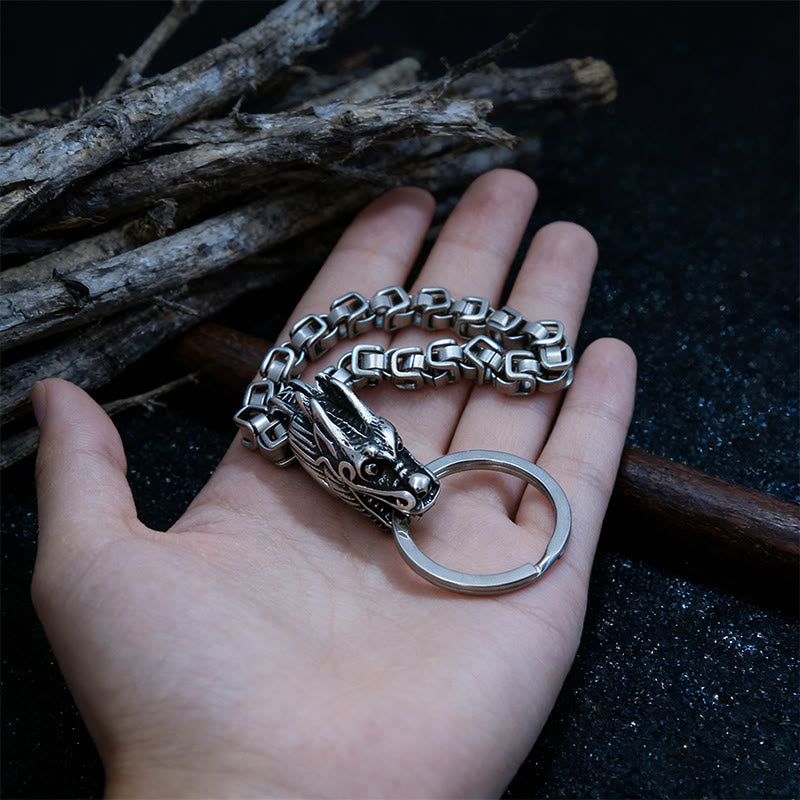 WorldNorse Vintage Drachen-Schlüsselanhänger aus gewebter Kette - image 1