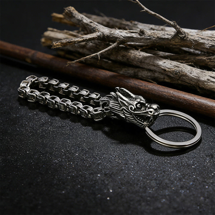 WorldNorse Vintage Drachen-Schlüsselanhänger aus gewebter Kette - image 2