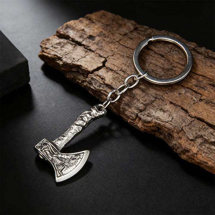 WorldNorse Schlüsselanhänger mit verschiedenen geschnitzten Wikinger Axt - image 2