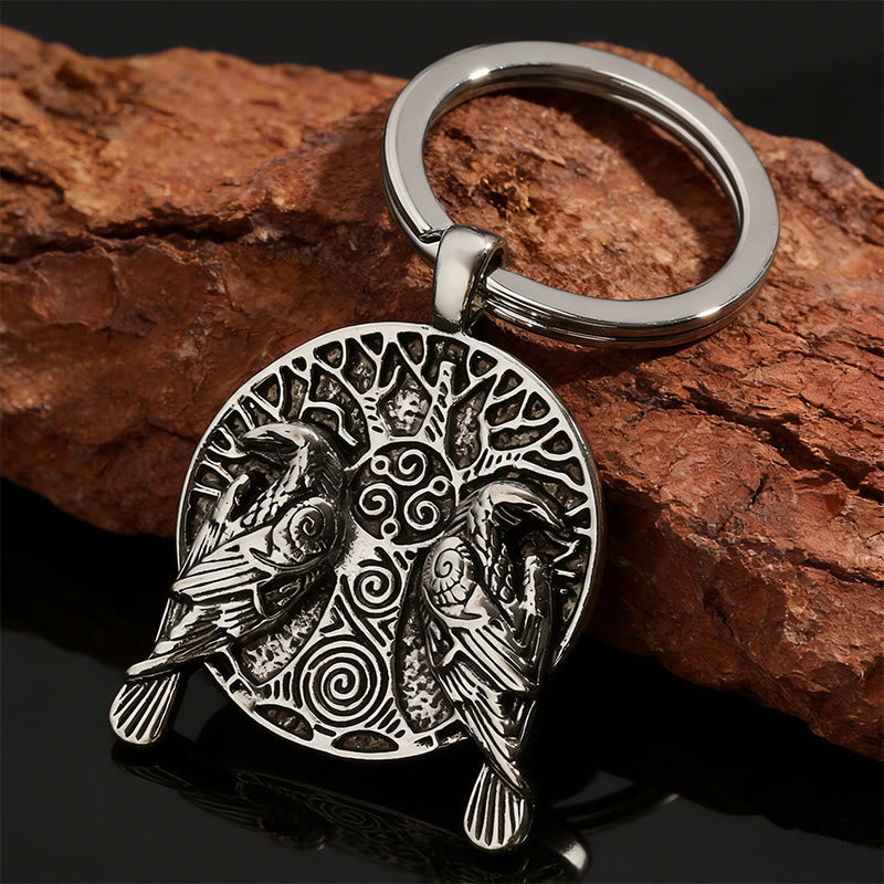 WorldNorse Schlüsselanhänger mit geprägtem Medaillon der nordischen Raven - Raven - image 0