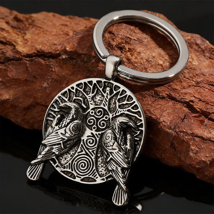 WorldNorse Schlüsselanhänger mit geprägtem Medaillon der nordischen Raven - Raven - image 0