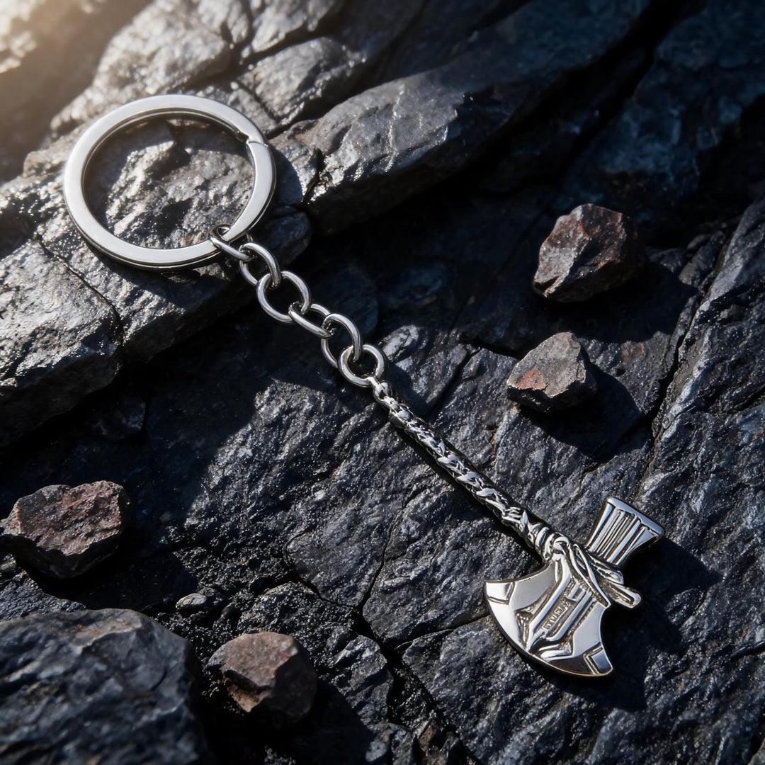 WorldNorse Schlüsselanhänger mit Wikingeraxt und Wikinger Axt Griff - image 2