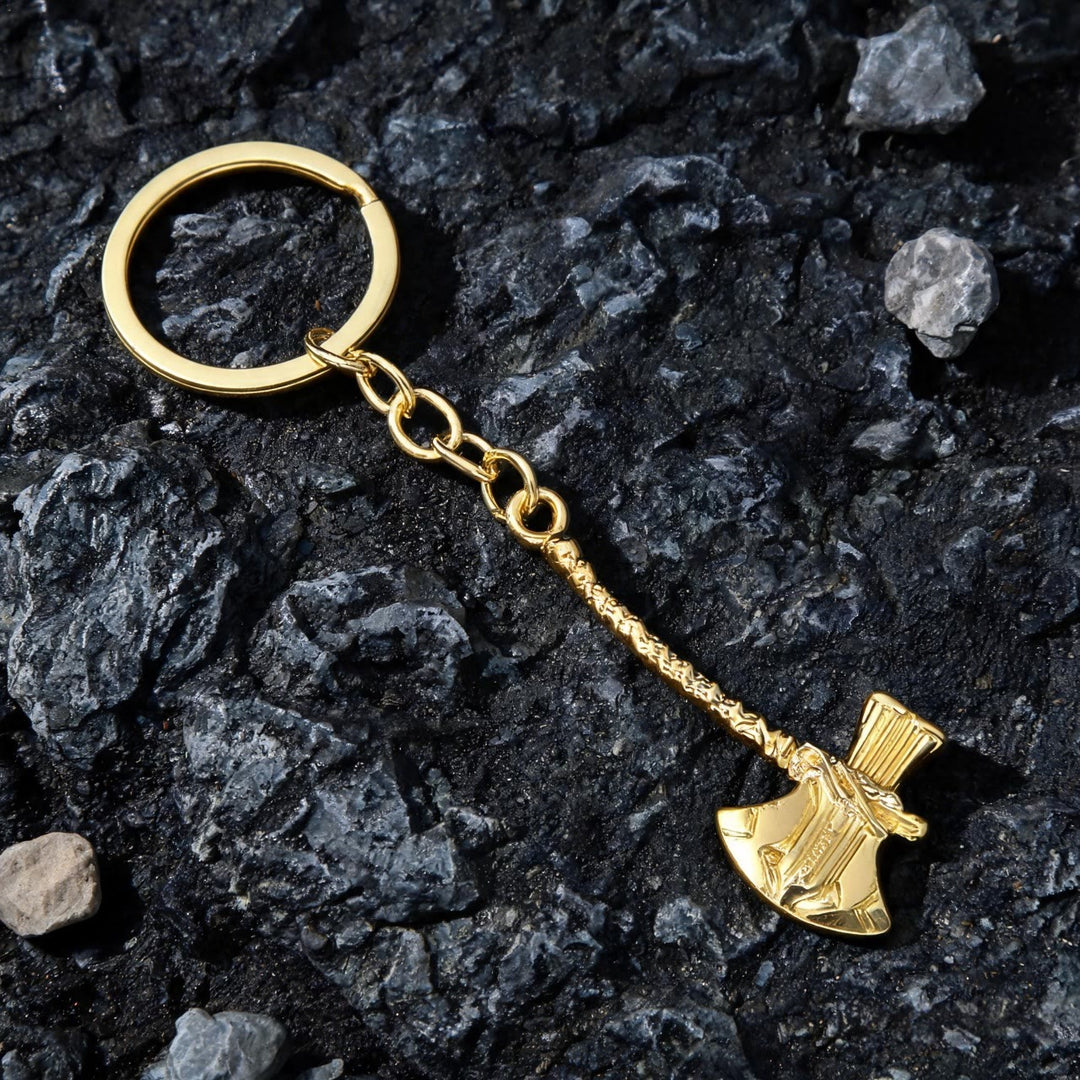 WorldNorse Schlüsselanhänger mit Wikingeraxt und Wikinger Axt Griff - Gold - image 3