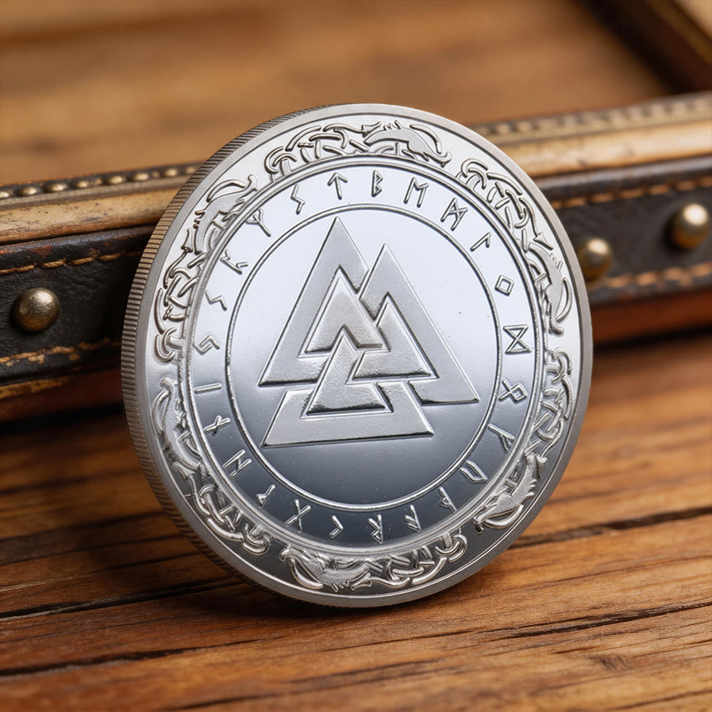 WorldNorse Doppelseitige Gedenkmünze mit Valknut Prägung - image 5