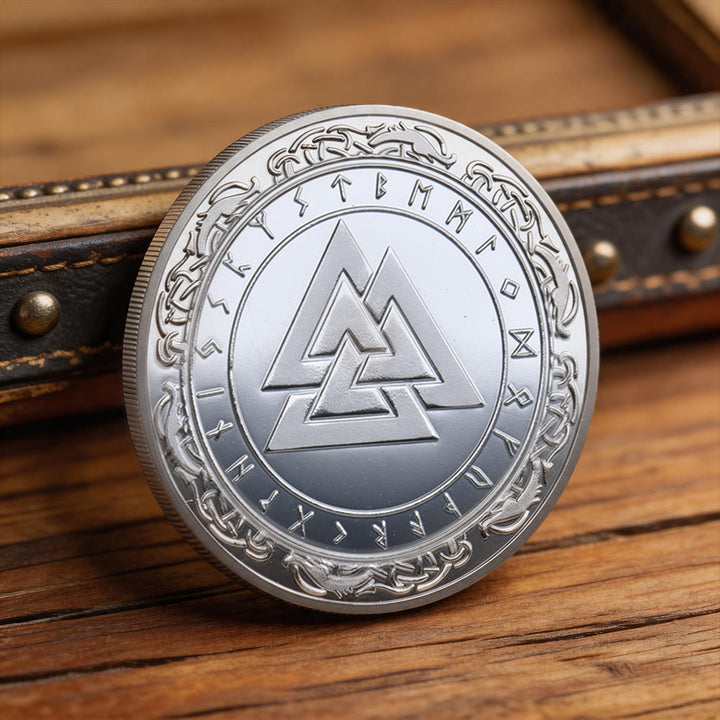 WorldNorse Doppelseitige Gedenkmünze mit Valknut Prägung - image 5