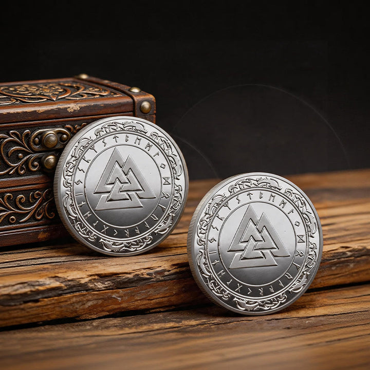 WorldNorse Doppelseitige Gedenkmünze mit Valknut Prägung - Silber - image 4