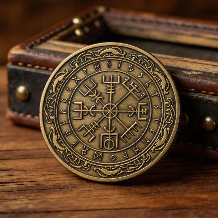 WorldNorse Antike Vegvisir Kompass Verzierte Gedenkmünze - image 2