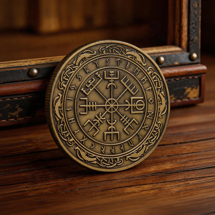 WorldNorse Antike Vegvisir Kompass Verzierte Gedenkmünze - image 4