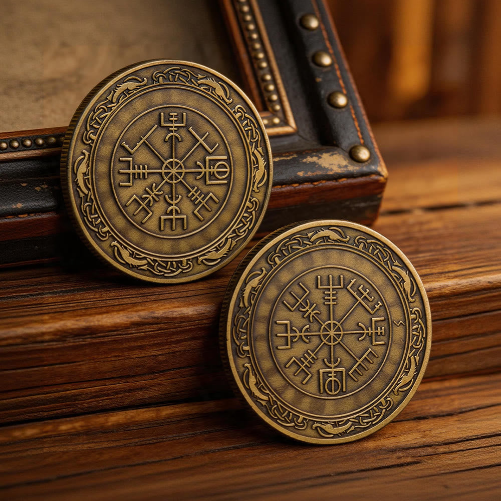 WorldNorse Antike Vegvisir Kompass Verzierte Gedenkmünze - image 5