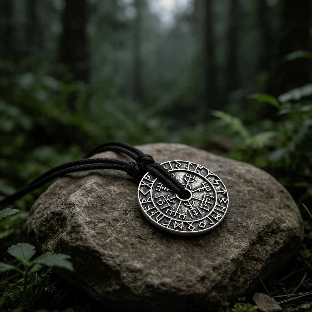 WorldNorse Doppelseitige Rune Vegvisir Kompass-Halskette - image 1