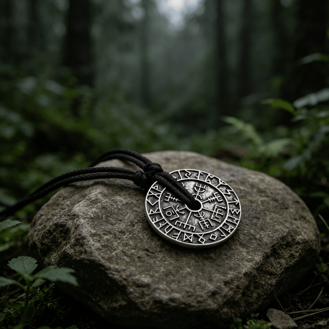 WorldNorse Doppelseitige Rune Vegvisir Kompass-Halskette - image 1