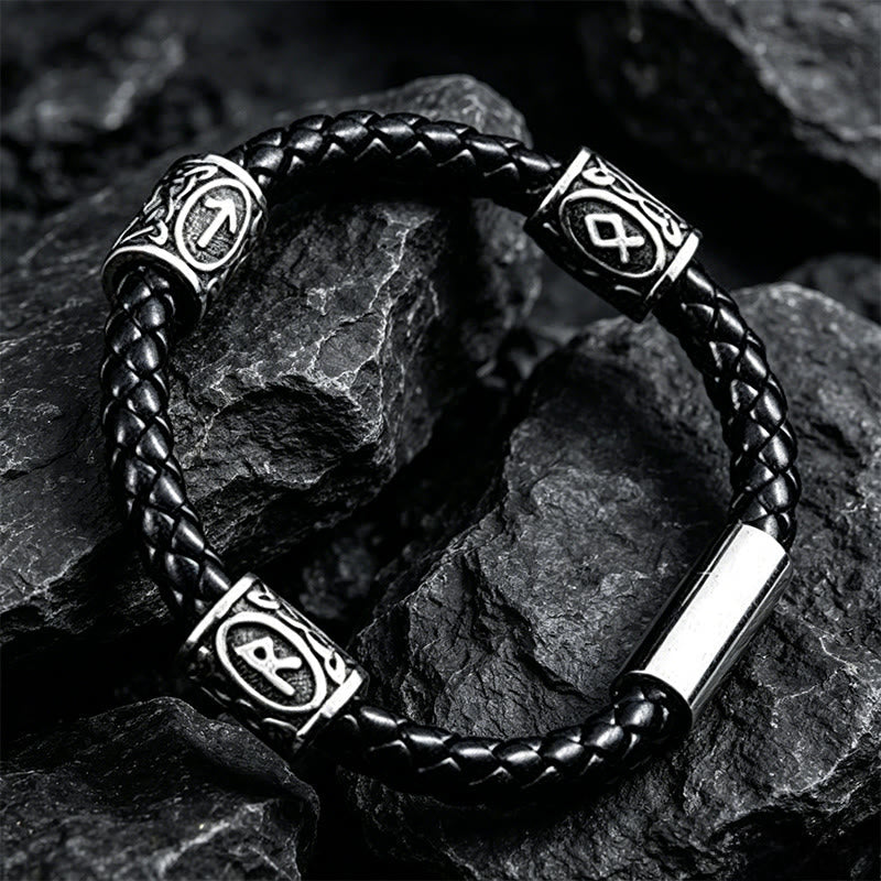WorldNorse Keltischer Knoten Rune -Armband aus geflochtenem Leder - Stil Nr. 3 - 24 cm - image 2