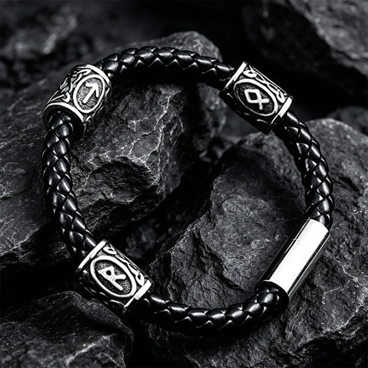 WorldNorse Keltischer Knoten Rune -Armband aus geflochtenem Leder - Stil Nr. 3 - 24 cm - image 2