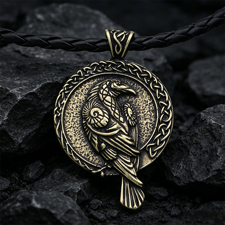 WorldNorse Doppelseitige antike Odin Raven Keltischer Knoten - Bronze - Lederseil - image 8