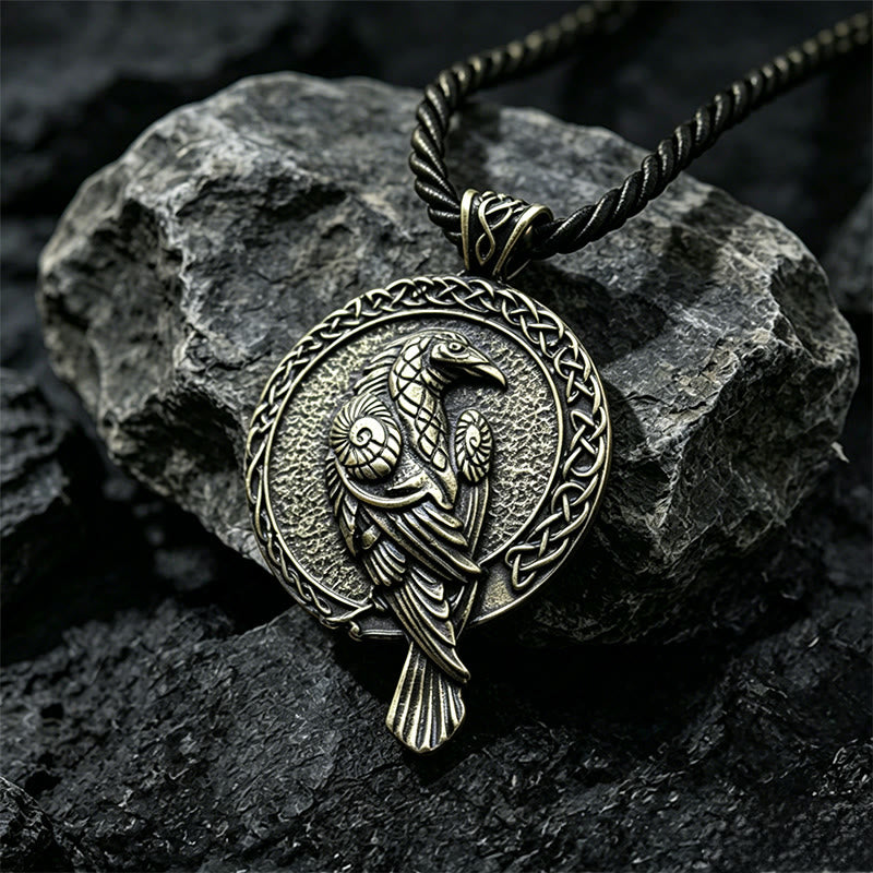 WorldNorse Doppelseitige antike Odin Raven Keltischer Knoten - Bronze - Baumwollseil - image 9