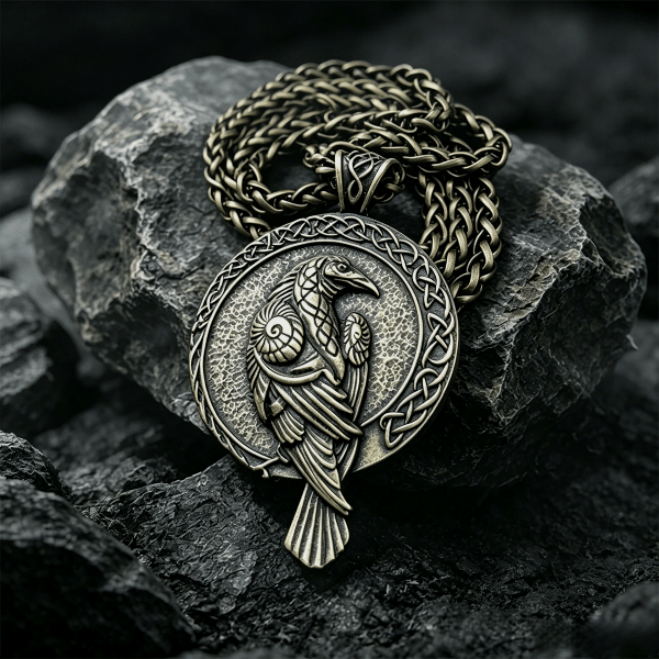 WorldNorse Doppelseitige antike Odin Raven Keltischer Knoten - Bronze - Weizenkette - image 7