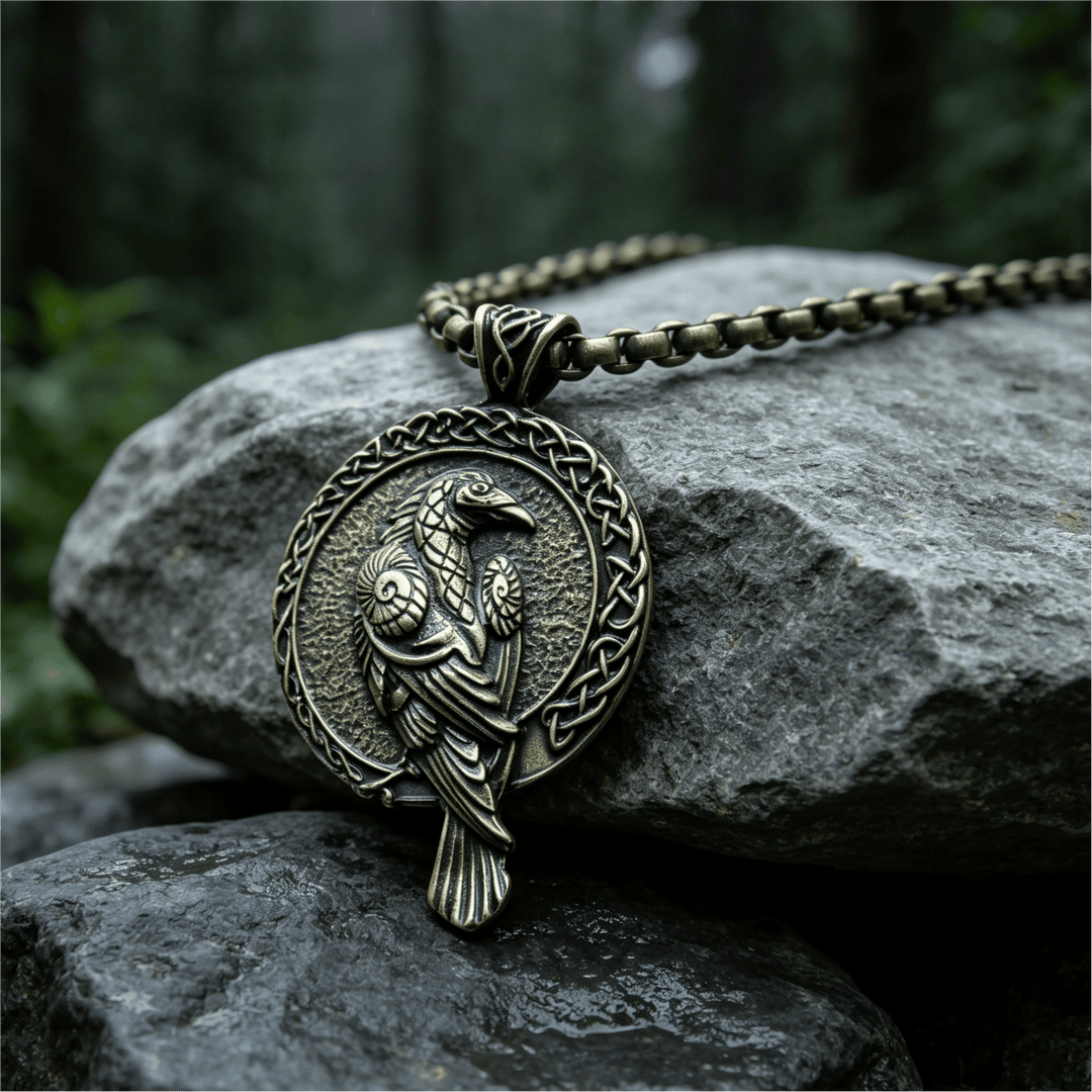 WorldNorse Doppelseitige antike Odin Raven Keltischer Knoten - Bronze - Boxkette - image 6
