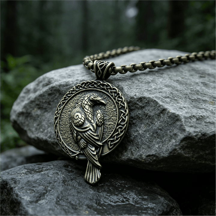 WorldNorse Doppelseitige antike Odin Raven Keltischer Knoten - Bronze - Boxkette - image 6