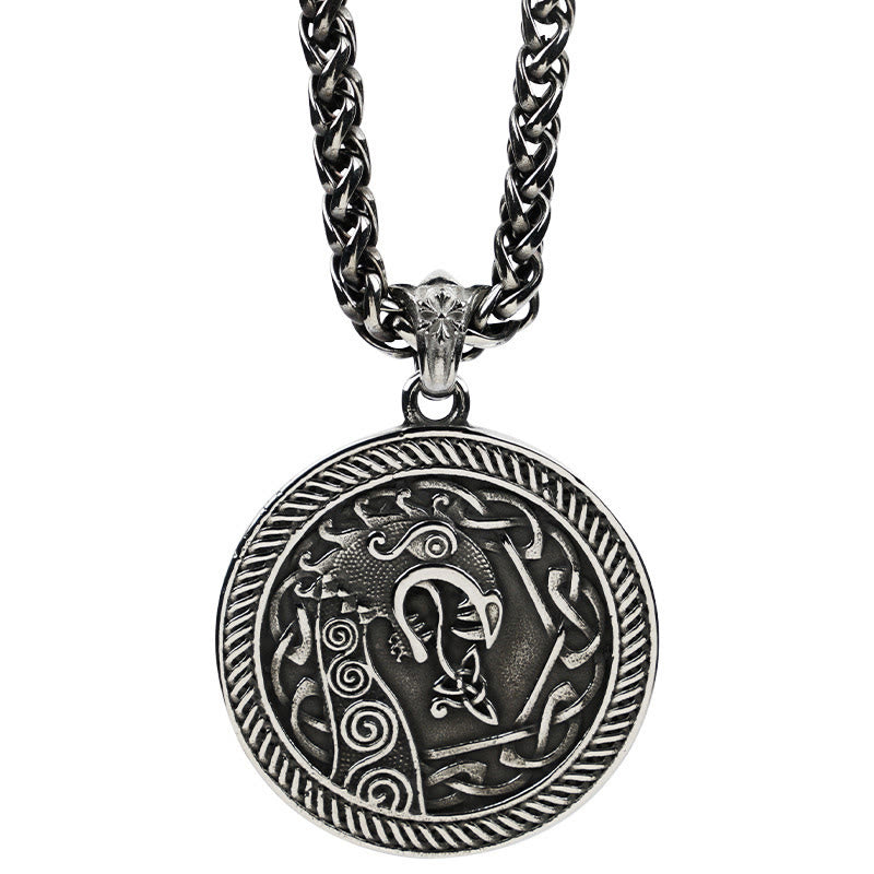 WorldNorse Spiral Knot Nordischer Drache Round Necklace - Weizenkette - NEIN DANKE - image 1