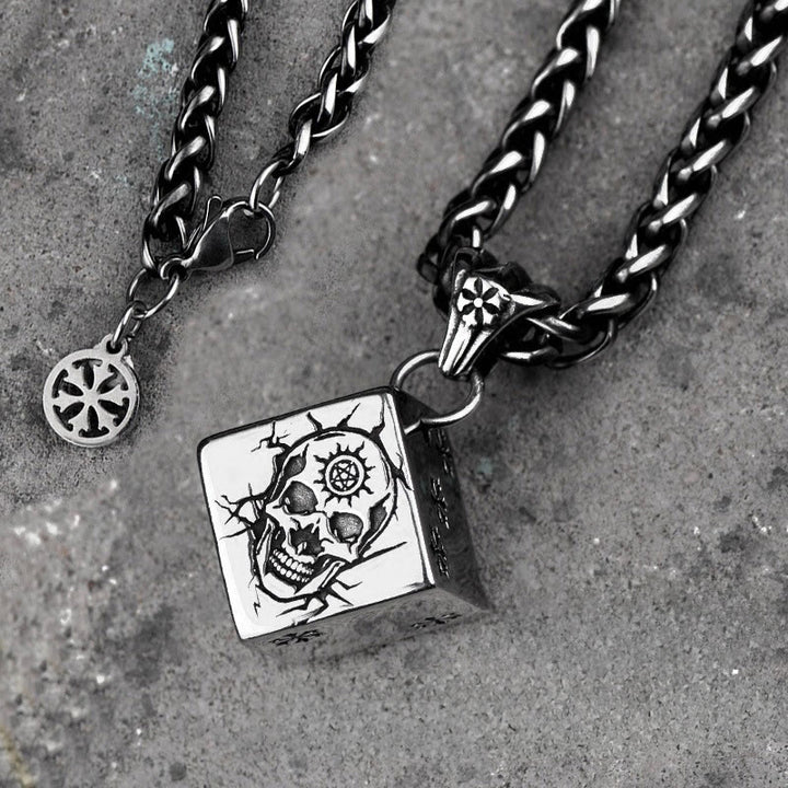 WorldNorse Cube Pentagramm Totenkopf-Anhänger-Halskette - Schädel - image 0