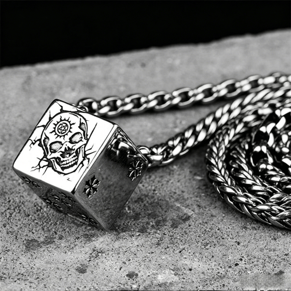 WorldNorse Cube Pentagramm Totenkopf-Anhänger-Halskette - image 2