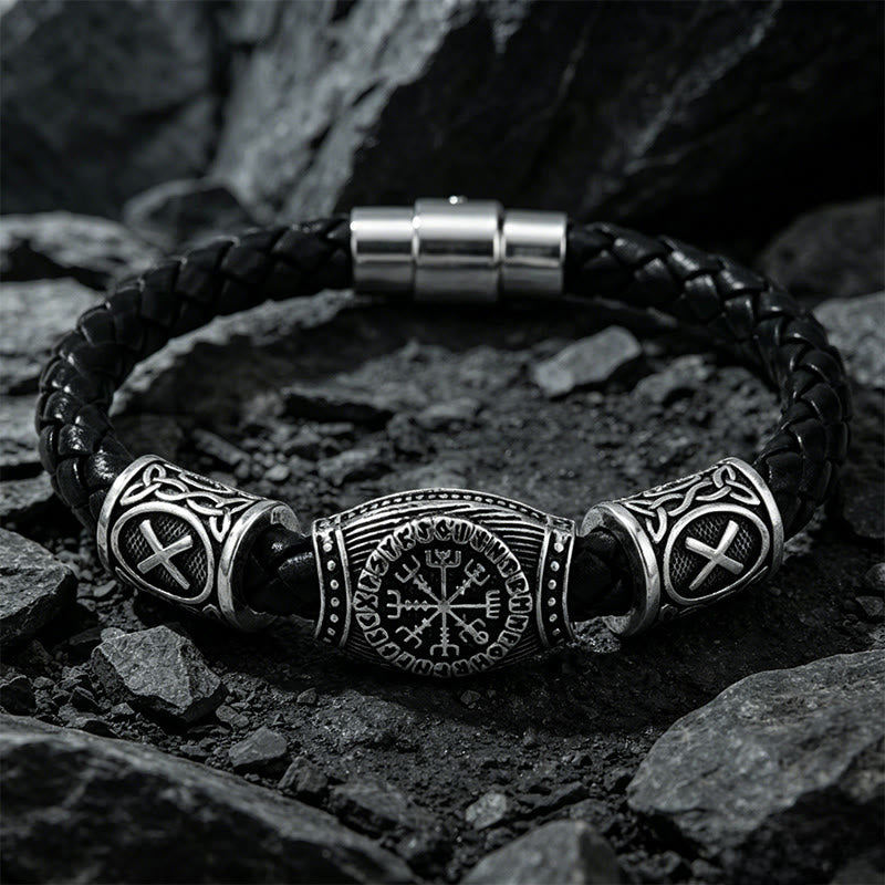 WorldNorse Viking Vegvisir Compass Rune Carve Bracelet - Silber - 25 cm - image 0