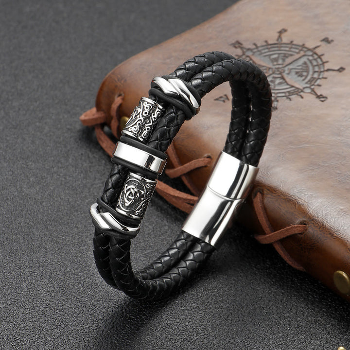 WorldNorse Keltischer Knoten Viking Compass Armband - Schwarz - 23 cm - image 0